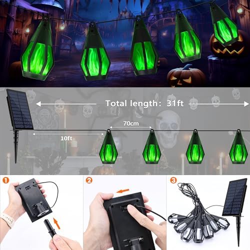 Solar String Lights for Outside, 21Ft Solar Patio Light with 10 Flickering - Image 5