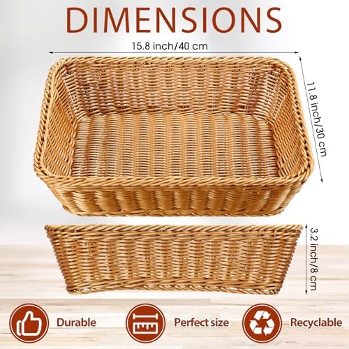 Eccliy 14 Pack Wicker Bread Baskets Woven Serving Basket, 15.8 Inch - Image 2
