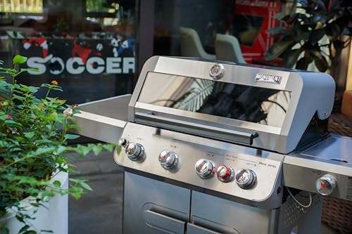 Monument Grills Mesa Series, Outdoor Barbecue Stainless Steel 4 Burner Propane Gas Grill, 62,000 BTU Patio Barbecue Grill with Side Burner, Knob Controls, Mesa415BZ with BBQ Cover - Image 2