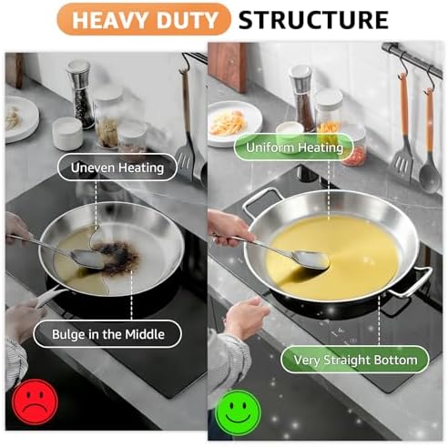 LOLYKITCH 16-Inch Tri-Ply Stainless Steel Paella Pan | Induction Compatible - Image 5