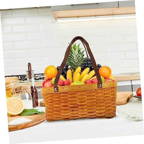 Yardwe 3pcs Woven Picnic Basket Handles Capacity Handheld Storage Basket for Fruits Vegetables Snacks for Outdoor Gatherings Home Organization - Image 6