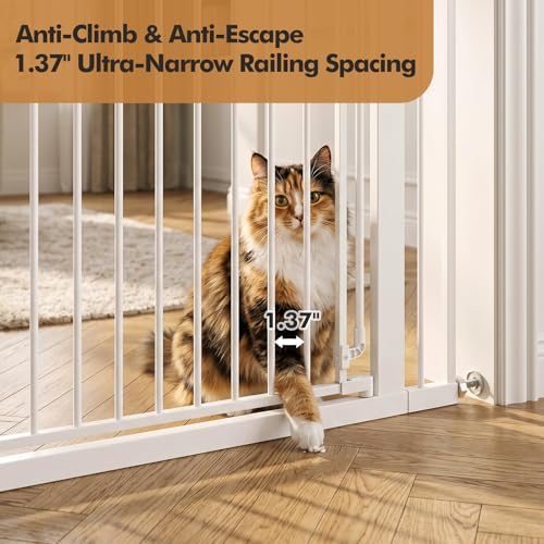 51“ Extra Tall Baby Gate for Cats and Dogs, 31.9-42.5”, White - Image 4