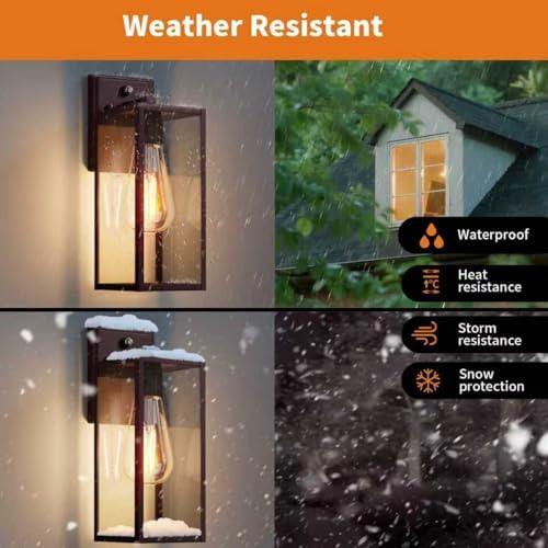 2 Pack 15'' Oil Rubbed Bronze Dusk to Dawn Outdoor Front Porch Lights for Outside, Large Exterior Lighting Fixtures Wall Mount for House, Wall Sconce Lamp, Waterproof Lantern Coach Lights for Garage - Image 4
