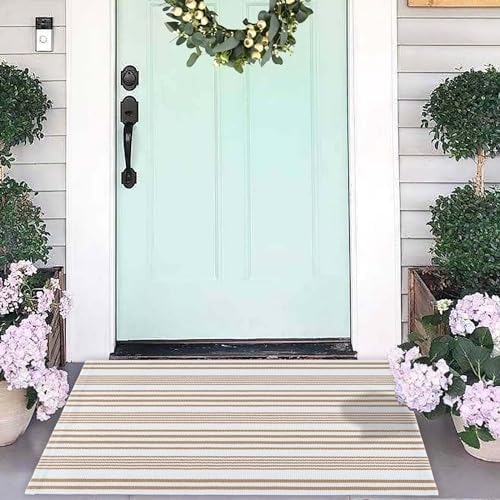 Khaki and White Striped Layered Doormat 24"x35"Fall Door Mat Outdoor - Image 6