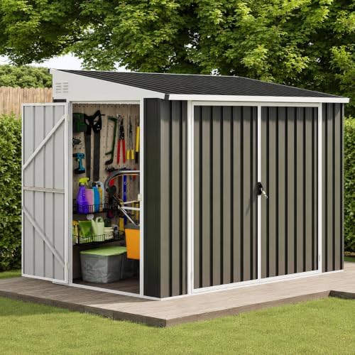 DWVO 7' x 4' Outdoor Storage Shed with 3 Lockable Doors & Air Vent - Image 3