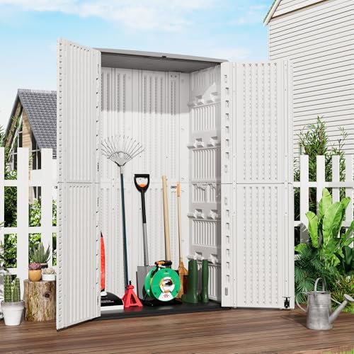 Mrosaa Outdoor Storage Cabinet Waterproof,Resin Vertical Storage Shed Lockable, 66 Cubic Feet Outdoor Storage Box for Garden/Backyard/Home/Pool - Image 4