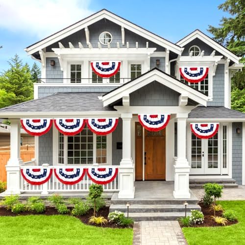 2x4 Ft American Bunting Flags Outdoor, USA Pleated Fan Flag for Outside, 4th of July Decorations Memorial Day Patriotic Flags Bunting Outdoor Indoor Decor (Set of 3) - Image 7
