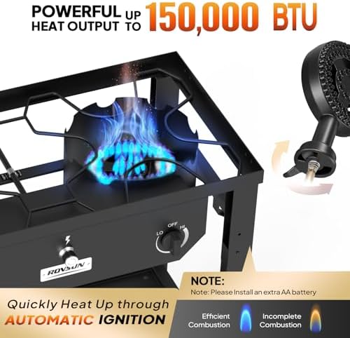 ROVSUN 2 Burner Propane Gas Stove with Foldable Workstation & Auto-Ignition - Image 2