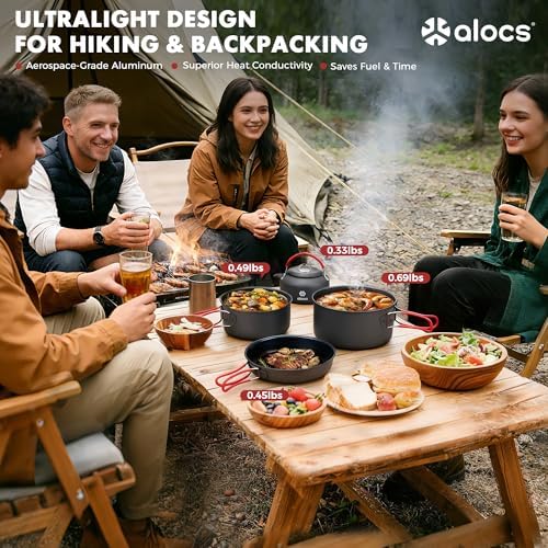 ALOCS Camping Cookware Set Camping Gear Compact Camping Pots and Pans Set - Image 2