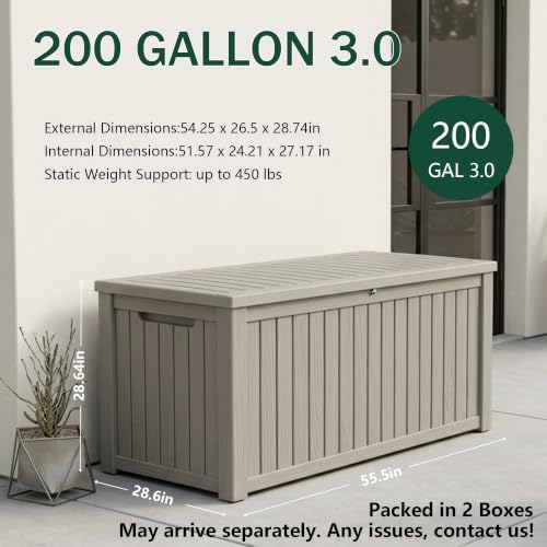 Outdoor Storage Box,200 Gallon Waterproof Deck Box [Upgraded 3.0] - Image 2