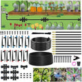240FT Drip Irrigation System for Garden: 30 Nozzles 1/2" PE Tubing Automatic Watering Kit Adjustable Misting Sprinkler Mister 1/4" Hose for Water Plants Tape Raised Beds Lawn Outdoor Greenhouse by Toki-dot