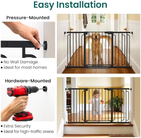 Cumbor 30.4-56.8" Extra Wide Baby Gate, Auto Close Dual Lock Dog Gate Black - Image 6