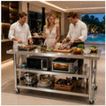 Stainless steel kitchen prep work table 60in,fixed,with Wheels,MultiSize by Unknown