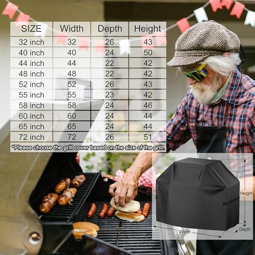 Grill Cover, 44 inch Heavy Duty BBQ Gas Grill Cover for Outdoor Grill, Waterproof, Weather Resistant, Anti-UV, Rip-Proof, Fade Resistant Barbecue Cover with Hook-and-Loop Straps for Most Grills - Image 7