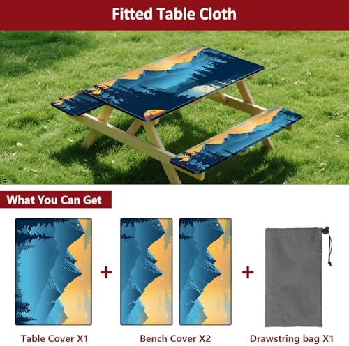 6ft 72in Picnic Table and Bench Cover, 3 Pack, Lakeside Ember - Image 3