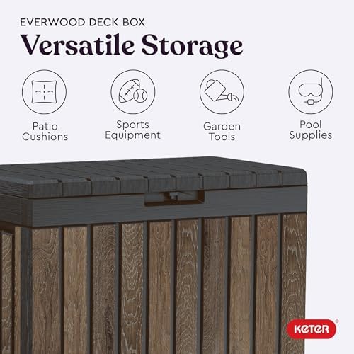 Keter Premium Everwood 50 Gal Outdoor Storage Box and Patio Side Table - Image 5