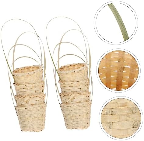 8 Pack Hand-Woven Bamboo Storage Baskets for Fruit, Vegetable - Image 3