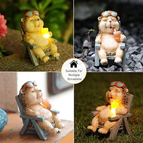 FOXMIS Hedgehog Statue Outdoor Solar Garden Decor for Outside Lawn Yard Patio, Home Office Decorations Indoor Lights, Ideal Ornaments Birthday Gifts for Mom Women Grandma - Image 5