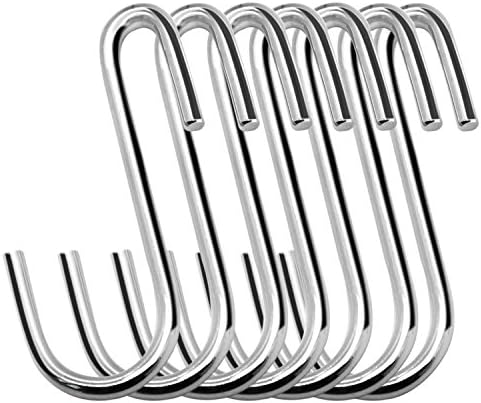 30 Pack 2.4 inches Heavy Duty S Hooks for Hanging, Pan Pot Holder Wire Shelves Rack Hooks for Hanging, S Shaped Hanger Metal Hooks for Kitchen Pots Utensils Jeans Clothes Bags Hats Towels Plants by ESFUN