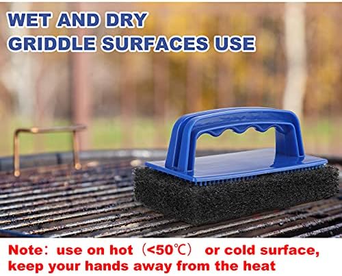 Blackstone Grill Cleaning Kit, Heavy Duty Griddle Scrubber Scouring Pad & Handle, Griddle Cleaning Brush for Charcoal, Gas Grills, Cast Iron Cookware, Oven, Grate, Stovetop - Image 4