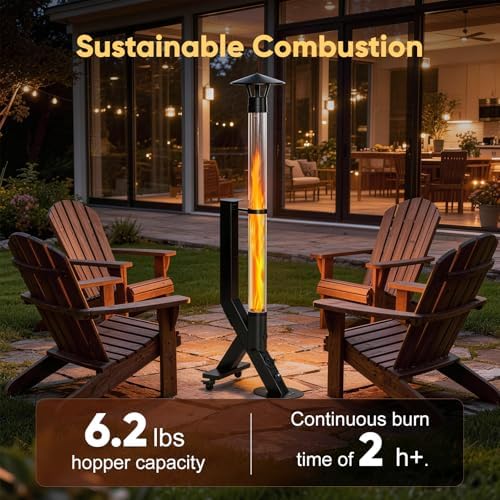 Rayzi 72 Inch Rocket Stove，Decorative Wood Pellet Heater，Outdoor Fireplace - Image 3