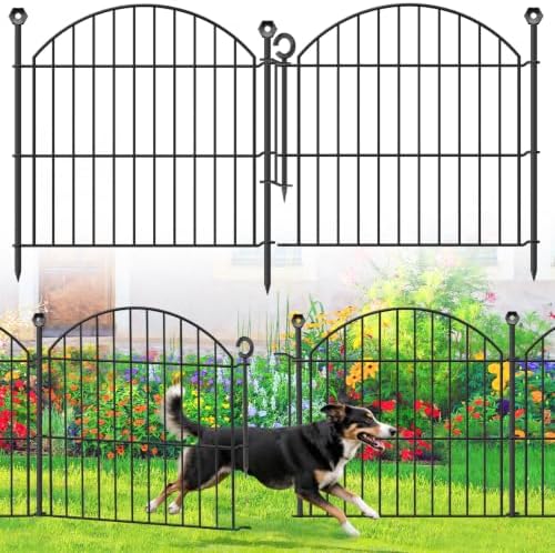 Decorative Garden Fence, 24in (H) x 10ft(L) No Dig Fence with Gate by Thrivinest