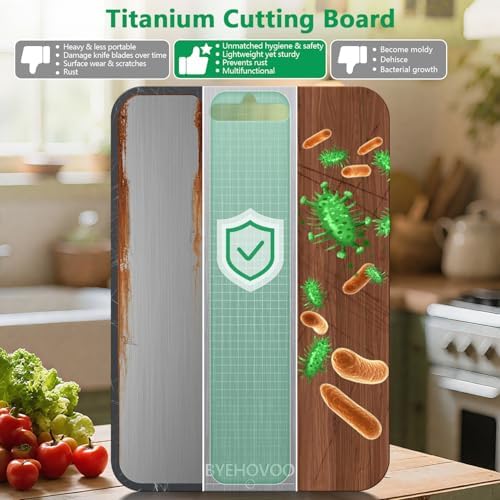 Titanium Cutting Board for Kitchen,100% Pure Titanium Cutting Board Non-Toxic Hygiene Dishwasher-Safe Food Grade Double Sided Metal Titanware Chopping Board for Meat,Fruit & Vegetables (12"L x 9"W) - Image 2
