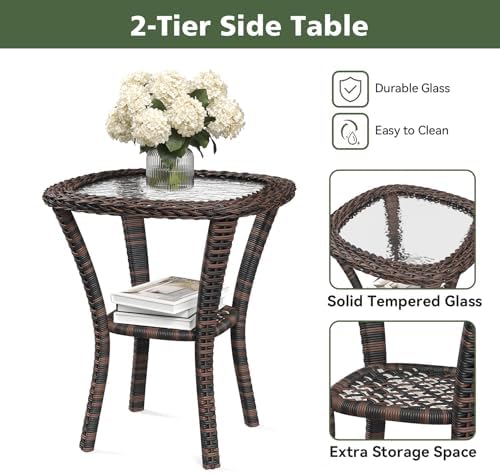 Aoxun 14 Piece Outdoor Patio Furniture Set with 44'' Fire Pit Table, Wicker Rattan Outdoor Furniture with High Back Swivel Rocker Chairs, Outdoor Conversation Set with Thick Cushion, Beige - Image 7