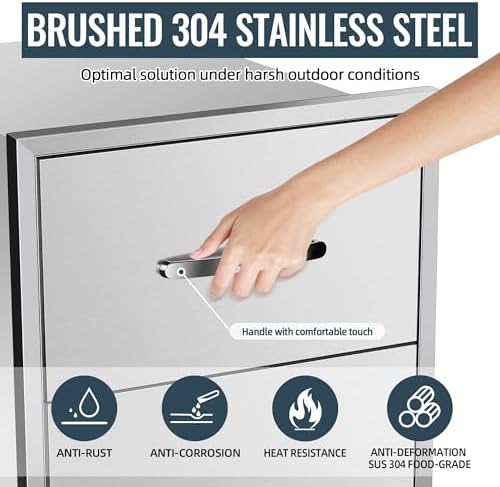 Outdoor Kitchen Drawers Stainless Steel, BBQ Drawer Inserts for Built-in Patio Grill Station, Outdoor Kitchen Cabinets Drawer, 16''W x 20''H x 20''D - Image 4