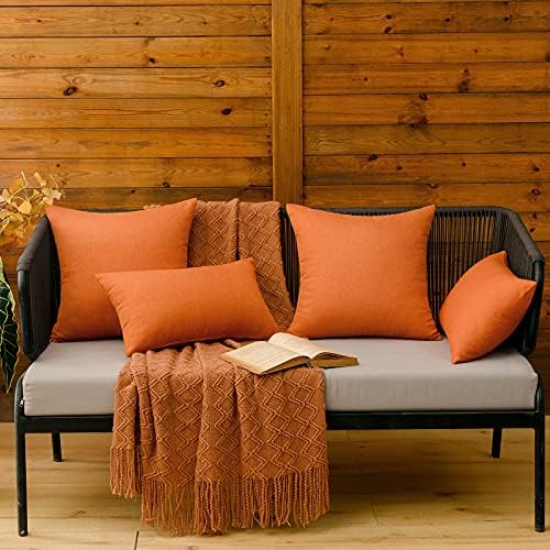 MIULEE Decorative Outdoor Pillow Covers Fall Lumbar 12x20 Orange - Image 4