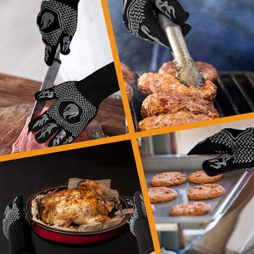 BBQ Gloves 1472F Heat Resistant Non-Slip Silicone 13.5in (Grey) - Image 5