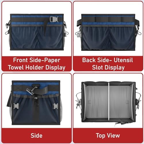 FANGSUN Grill Caddy, Foldable BBQ Caddy with Paper Towel Holder, Blue - Image 5