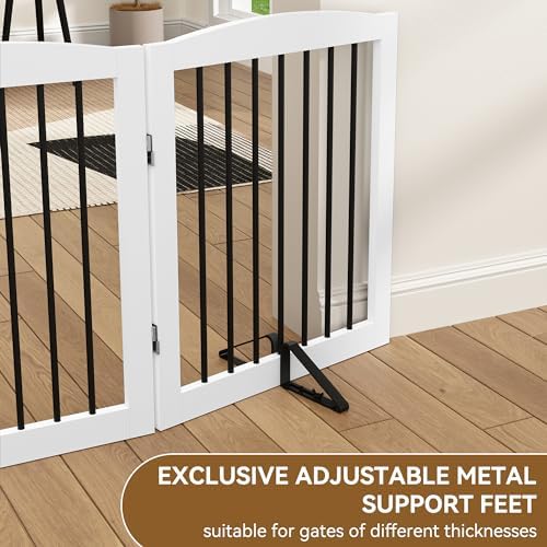 PUPETPO Support Feet for Pet Gate (Updated Version), Pet Gate Metal Support Feet Set of 2 for Extra Wide Foldable Dog Gates, Easy to Install, A Pair of Safety Fence Feet for Wooden Dog Gate, Black - Image 2
