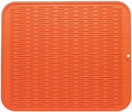 MicoYang Silicone Dish Drying Mat for Multiple Usage,Easy clean,Eco-friendly,Heat-resistant Silicone Mat for Kitchen Counter or Sink,Refrigerator or Drawer Liner Orange XL 18 inches x 16 inches by MicoYang