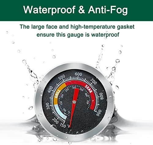 Upgrade Replacement Thermometer for M/MiniMax Big Green Egg,2" Grill Temperature Gauge for Big Green Egg Accessories 150-900°F with Waterproof and No-Fog Glass Lens - Image 4