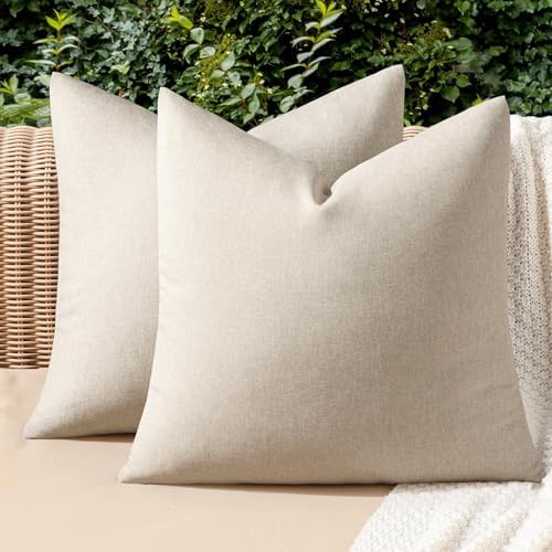 MIULEE Decorative Outdoor Pillow Covers Euro Waterproof 24x24 Beige by MIULEE
