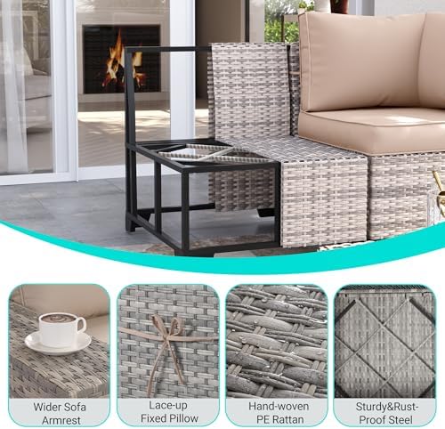 Outdoor Patio Furniture Set PE Wicker Rattan Outdoor Sectional Sofa - Image 4