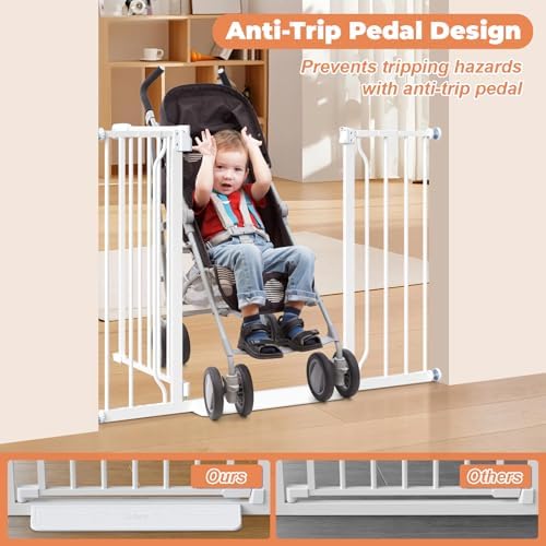 29"-45" Baby Gate, No Drilling Auto Close Dog Gate Indoor, White - Image 3