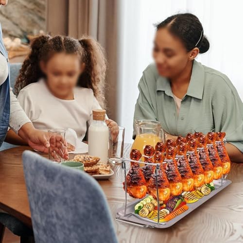 14 Slots Stainless Steel Chicken Lollipop Rack with Drip Tray - Image 3