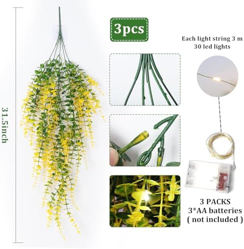 RECUTMS 3 Pack Hanging Money Plants Faux Draping Plants Fake Hanging Planta - Image 2