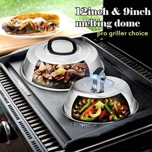 Leonyo Heavy-Duty Griddle Basting Cover Dome Set of 3(12INx1+9INx2) - Image 6