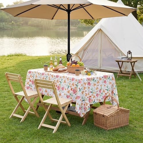 SquarePie Outdoor Tablecloth with Umbrella Hole Rectangle - 60x84 Inch Patio Table Cloth Waterproof Zipper Table Cover for Spring Summer Garden Camping Poolside Picnic BBQS, Rose Floral - Image 6