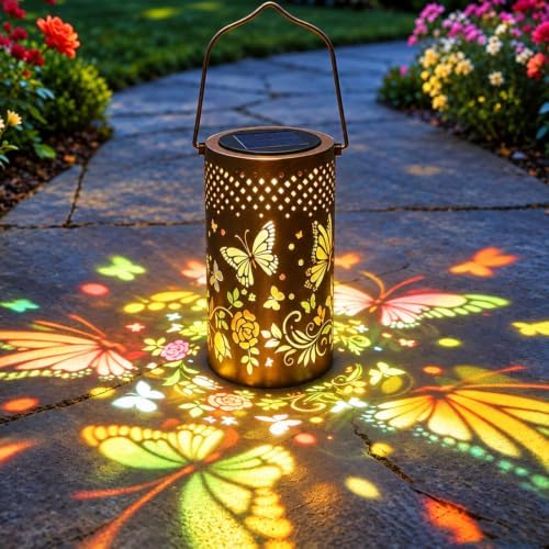 Butterfly Colorful Solar Lantern Outdoor Waterproof, Garden Gift by Ziraisys