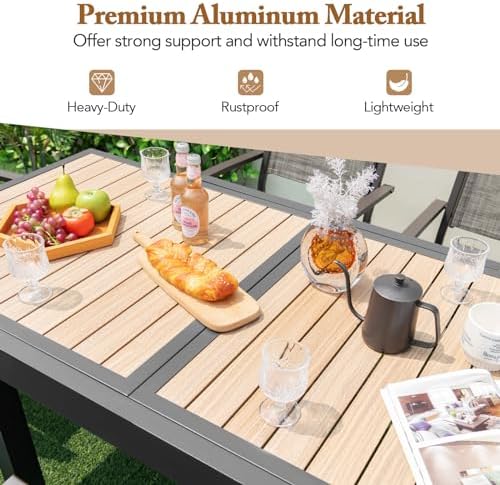 Tangkula 31.5"-63" Extendable Patio Dining Table, Aluminum Outdoor Dining Table for 4-6 People, L-Shaped Brace Included for Fixation, Space-Saving Expandable Table for Garden, Porch, Yard, Poolside - Image 5