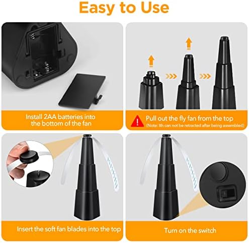 Fly Fans for Tables, Fly Repellent Fan Indoor Outdoor with Holographic Blades, Batteries Powered for Picnic, Party, Restaurant, Kitchen, and BBQ,4 Pack - Image 6