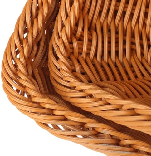 Poly Wicker Baskets 6 Pack 12 inch Large Wicker Baskets Storage – Rustic, Durable & Easy-Cleaning Bread Baskets, for Home, Restaurant & Hotel Use - Image 3