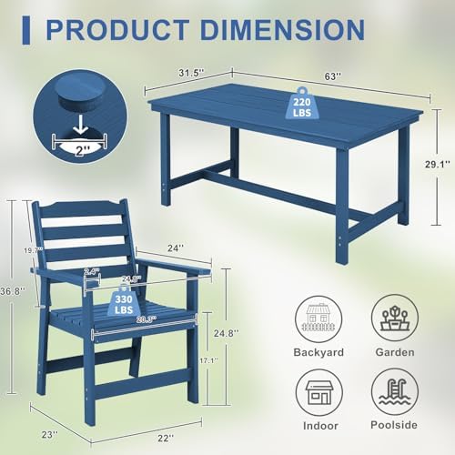 FUNBERRY Outdoor Dining Set, HDPE 5 Piece Dining Table Set with Chairs - Image 7