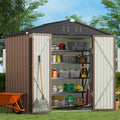 Gizoon 8 x 6 FT Outdoor Storage Shed, Galvanized Metal Garden Shed, Brown by Gizoon