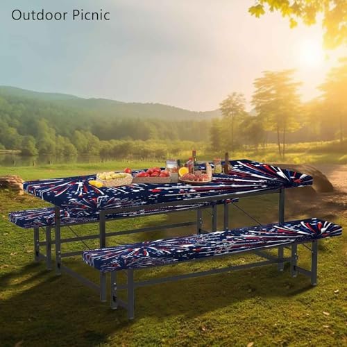 CAPSCEOLL Fitted Picnic Table Cover with Bench Covers 6ft - Fireworks - Image 6