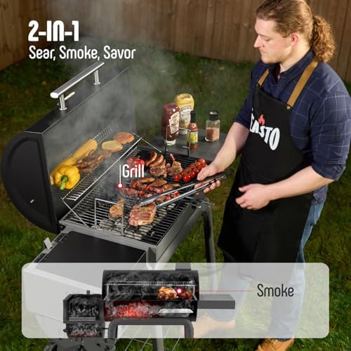 Feasto Heavy-Duty 30-Inch Charcoal Grill with Offset Smoker Grill - Image 3